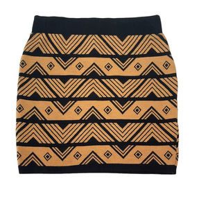 Hera Mini Skirt Medium Aztec Print Mini Skirt Black and Tan